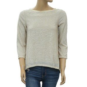 Semicouture Beige Sequin Embellished Blouse Top Evening Lined  XS New